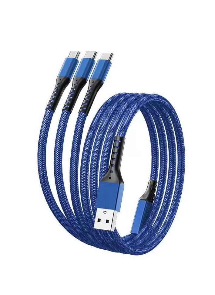 Generic 3-in-1 fast charging cable type-c Micro USB port 1.2m universal short charger cable 5A fast data synchronous charging，  - Image 1