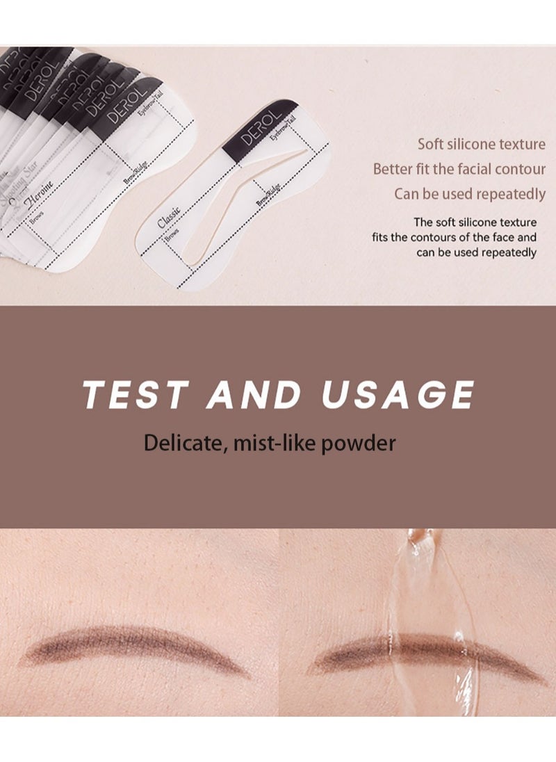 DEROL - Brow Kit Eyebrow Stamp Stencil Kits Palette Pac Set,Eyebrow Powder+Styling Wax+20* Shape Stencils+2* Brushes,Color Contour,More Defines,Thicker,Easy To Colour, Long Lasting Waterproof 03#Pure Brown - Image 1