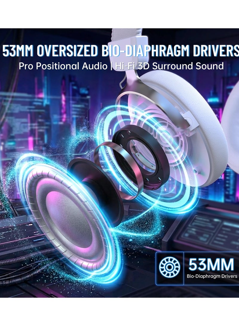 Attack Shark L50PRO Wireless Gaming Headset(White) | 1100mah,7.1 Surround Sound, 53mm Drivers,20ms Low Latency,Detachable mic, Aluminum Lightweight Game Headset for PC - Image 5
