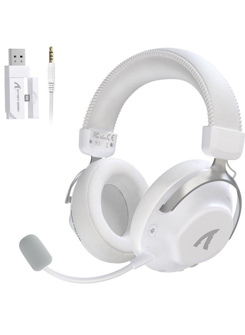 Attack Shark L50PRO Wireless Gaming Headset(White) | 1100mah,7.1 Surround Sound, 53mm Drivers,20ms Low Latency,Detachable mic, Aluminum Lightweight Game Headset for PC - Image 1