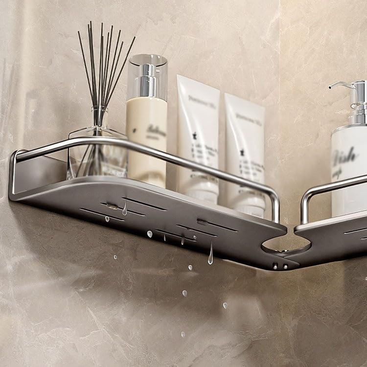 Bathroom Shelves Wall Mounted Bathroom Storage Shelf, 270° Adjustable Corner Shower Caddy, No Drilling Modern Carbon Steel Shower Shelves for Home Bathroom Kitchen Shower Caddy(Milk White) - Image 2