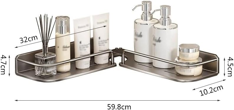 Bathroom Shelves Wall Mounted Bathroom Storage Shelf, 270° Adjustable Corner Shower Caddy, No Drilling Modern Carbon Steel Shower Shelves for Home Bathroom Kitchen Shower Caddy(Milk White) - Image 3