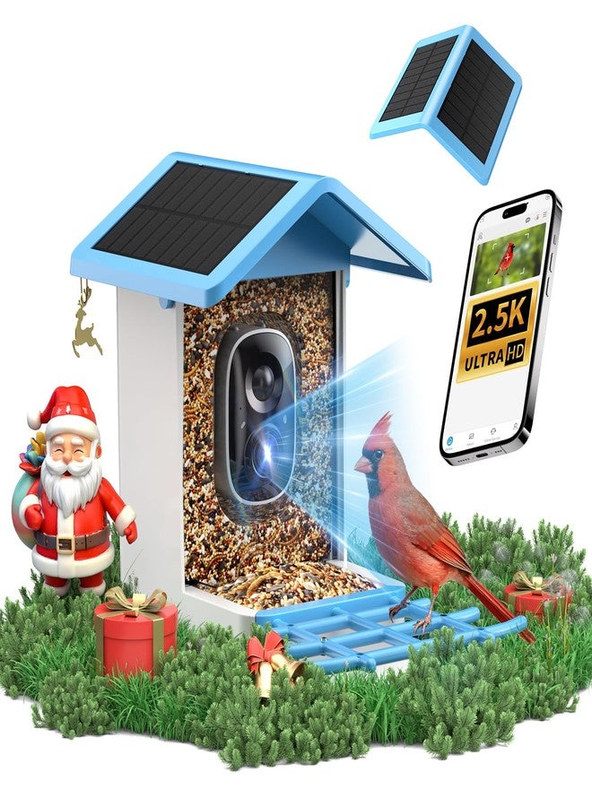 isYoung Smart Bird Feeder with Camera, 2.5K QHD Resolution, AI Identify 16000+ Birds, AI Auto-Capture & Motion Detection, IP65 Water-Resistant, 5W Solar Powered, Best Gift for Bird Lovers（Blue） - Image 1