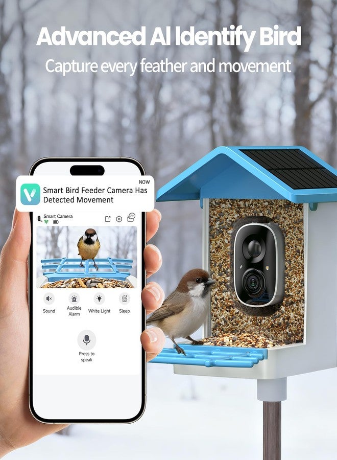 isYoung Smart Bird Feeder with Camera, 2.5K QHD Resolution, AI Identify 16000+ Birds, AI Auto-Capture & Motion Detection, IP65 Water-Resistant, 5W Solar Powered, Best Gift for Bird Lovers（Blue） - Image 2