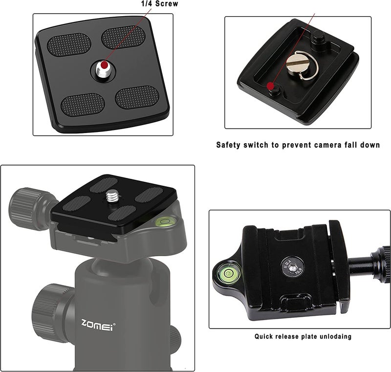 Zomei لوحة تثبيت سريعة للإفراج العالمية ZOMEI للكاميرا الاحترافية لـ Q555، Q666، Q666C، Z818، Z669، Z669C، M5 و BONFOTO B690A B690C B168 ثلاثي القوائم - Image 2