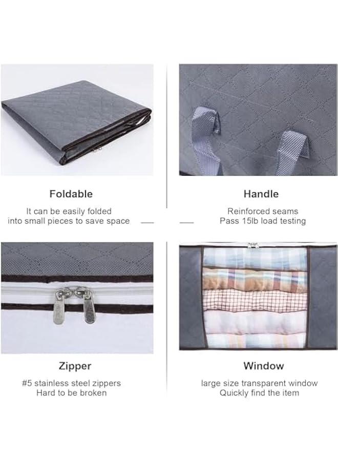 HOOKOR Large Storage Bags, Clothes Storage Bins Foldable Closet Organizers Storage Containers with Durable Handles Thick Fabric for Blanket Comforter Clothing Bedding (4) - Image 4