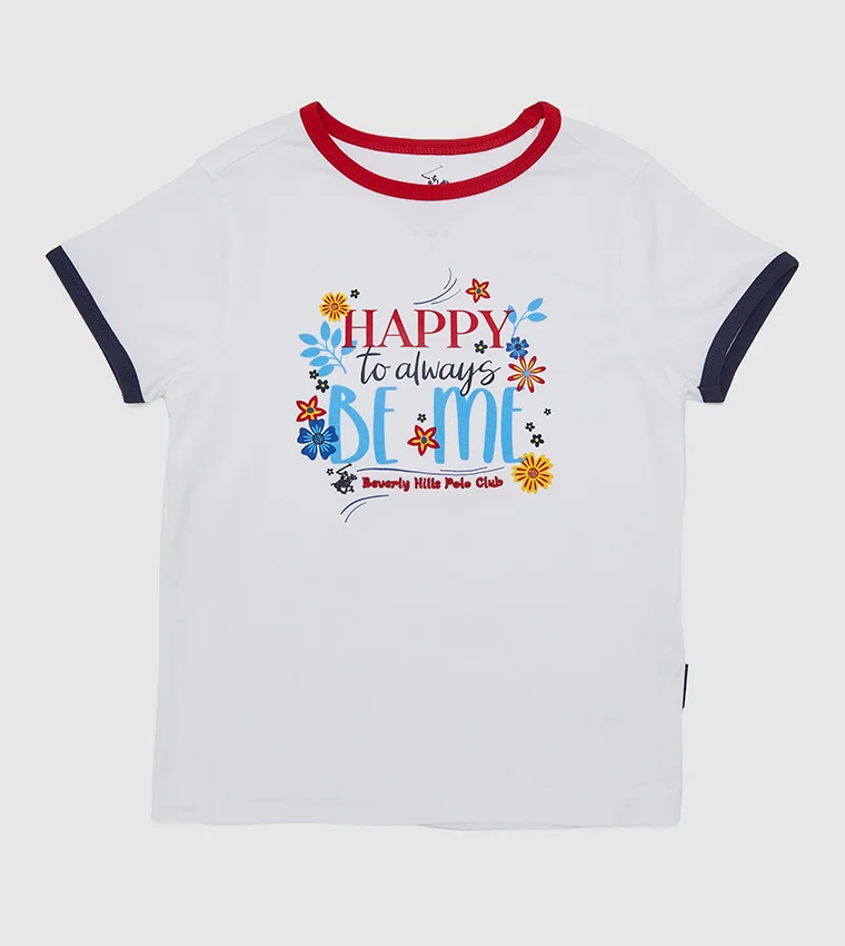 Happy To Be Me Ringer Printed T-Shirt