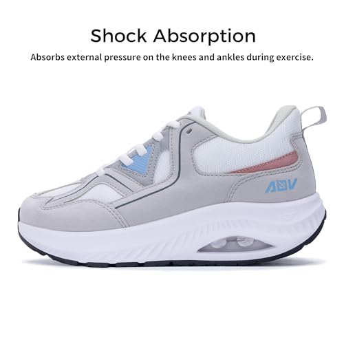 IIV Wide Toe Box Shoes for Women | Arch Support Walking Tennis Sneakers | Orthotic Leather Shoes for Bunions, Plantar Fasciitis, Flat Feet GreyWhite US 8.5 - Image 5