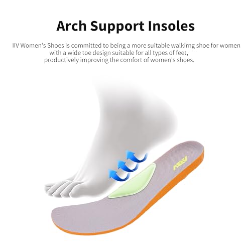 IIV Wide Toe Box Shoes for Women | Arch Support Walking Tennis Sneakers | Orthotic Leather Shoes for Bunions, Plantar Fasciitis, Flat Feet GreyWhite US 8.5 - Image 3