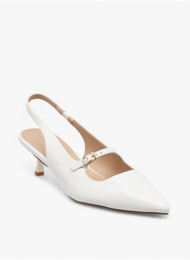 Flora Bella By Shoexpress Textured Slip-On Shoes with Kitten Heels  - Image 2
