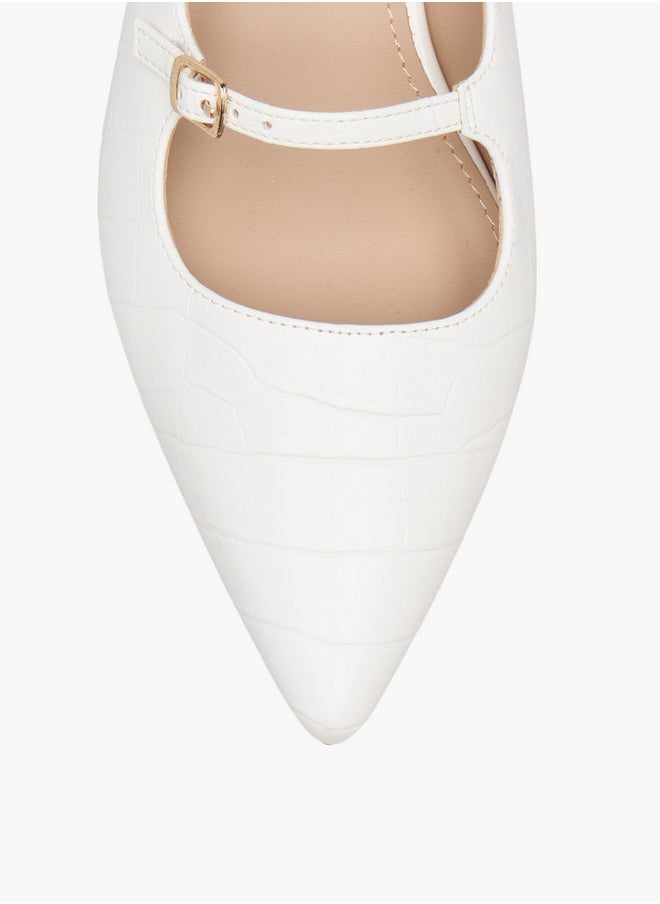 Flora Bella By Shoexpress Textured Slip-On Shoes with Kitten Heels  - Image 4