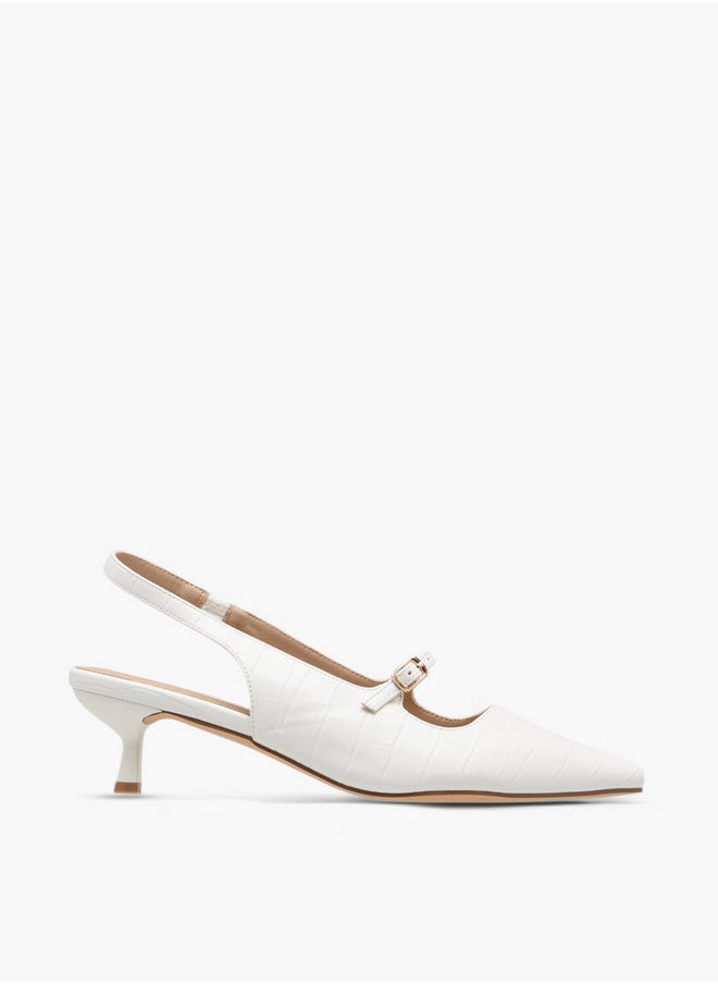 Flora Bella By Shoexpress Textured Slip-On Shoes with Kitten Heels  - Image 3