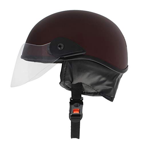 Western Era Half Helmet with Clear Visor for Men & Women Safety & Comfort Stylish Enhanced Design (Maroon Matte, Large) - Image 1