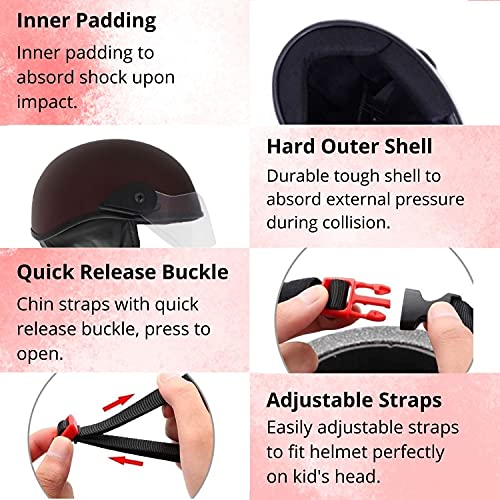 Western Era Half Helmet with Clear Visor for Men & Women Safety & Comfort Stylish Enhanced Design (Maroon Matte, Large) - Image 4