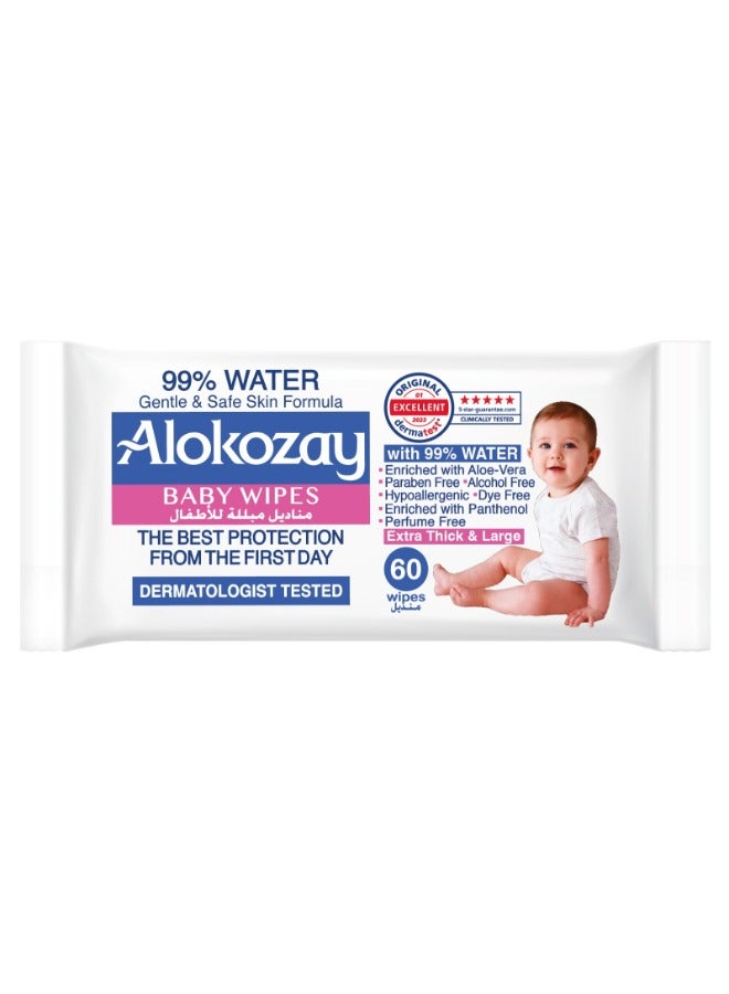 Alokozay 99 Percent Water Wet Wipes 60 Sheets - Image 1