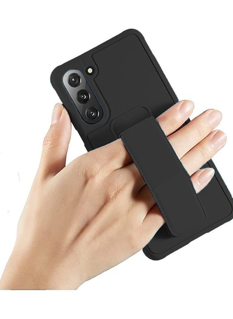 Samsung Galaxy A55 Case with Kickstand and Magnetic Holder, Premium Vertical Strap and Grip with Silicone Holder, multiple viewing positions for Samsung Galaxy A55 (Black)