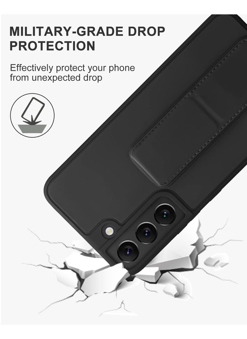 Denx Samsung Galaxy A55 Case with Kickstand and Magnetic Holder, Premium Vertical Strap and Grip with Silicone Holder, multiple viewing positions for Samsung Galaxy A55 (Black)  - Image 3
