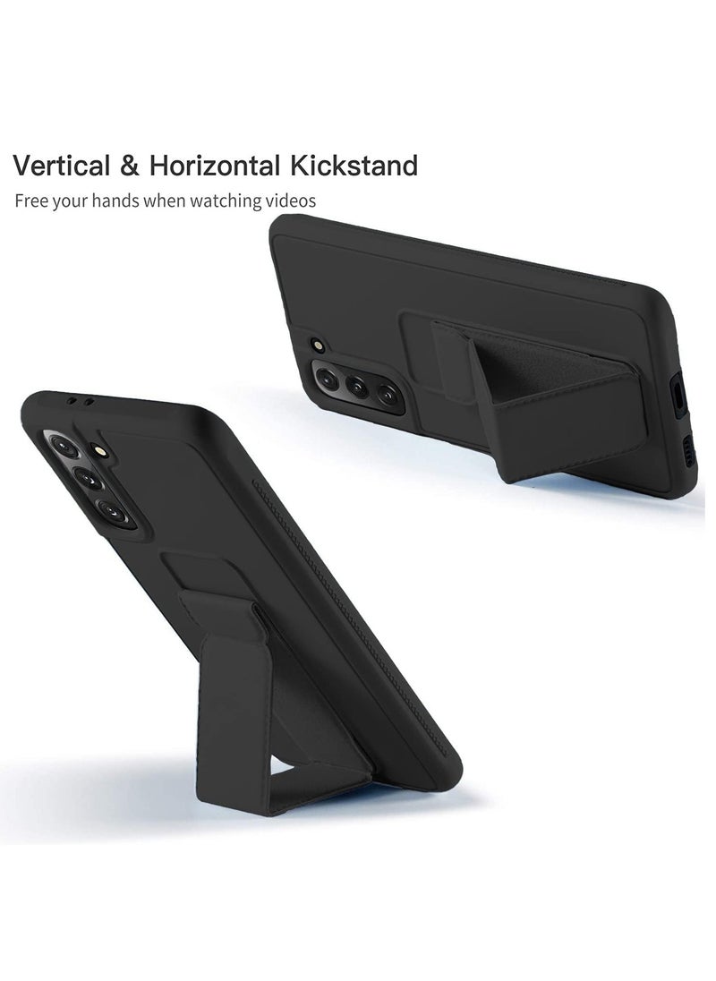 Denx Samsung Galaxy A55 Case with Kickstand and Magnetic Holder, Premium Vertical Strap and Grip with Silicone Holder, multiple viewing positions for Samsung Galaxy A55 (Black)  - Image 2