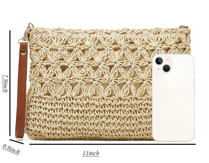 Bagkeak Square Bag Straw Beach Bags For Women Rattan Purse Summer Straw Crossbody Handmade Raffia Handbag Purse Shoulder Bag 2025 - Image 3