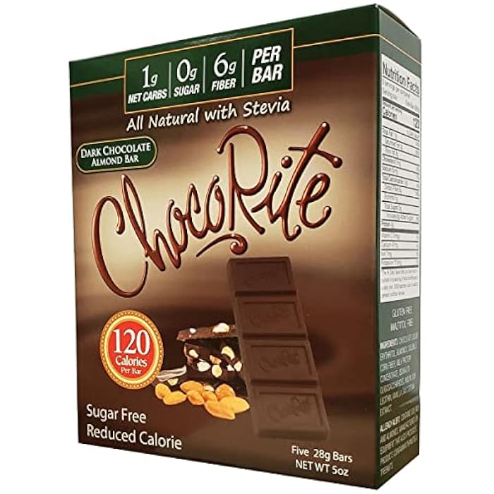 ChocoRite Dark Chocolate Bars, Almond, 5 Ounce