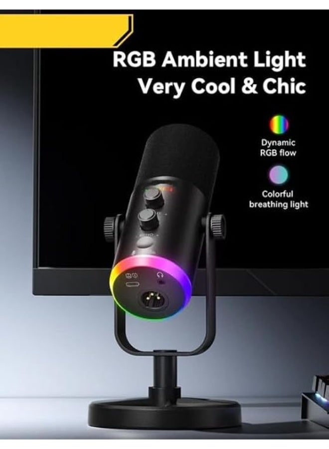 NeePho M03 Wireless/XLR Desktop Condenser Gaming Microphone with ANC & Dynamic RGB - Black - Image 2