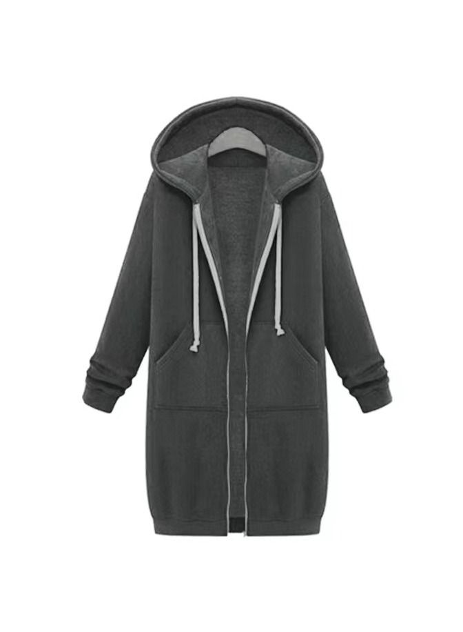 Loquat Women's Autumn/Winter Medium Long Velvet Hoodie