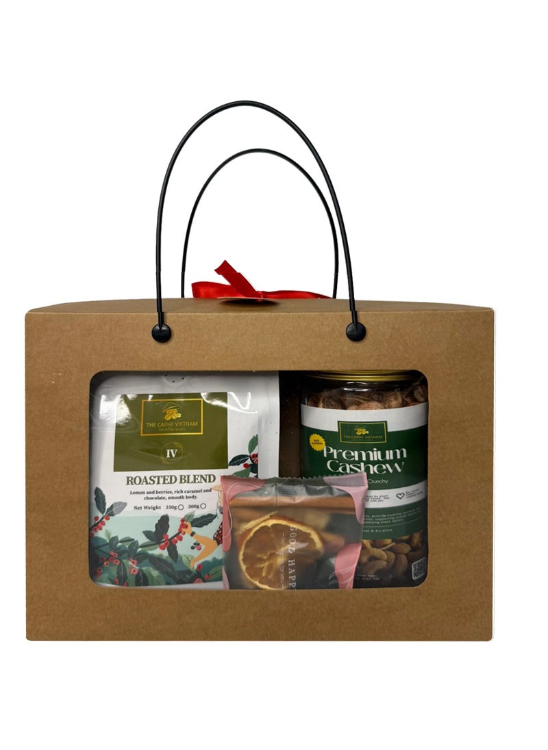 The Caphe Vietnam Combo Gift Set - Roasted Blend Arabica & Robusta Whole Bean 500g + Roasted Cashew with Skin A 500g  - Image 1
