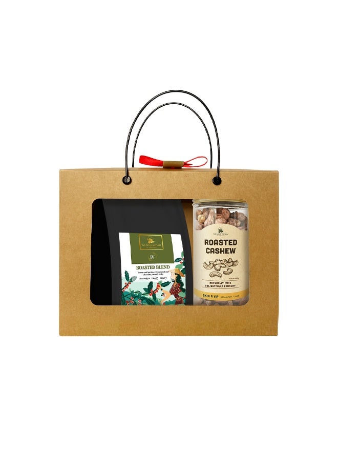 The Caphe Vietnam Coffee & Cashew Gift Set 500g + 500g | Roasted Arabica & Robusta Whole Bean | Wood Fire Roasted Cashew, Salted Skin-On | Premium Snack & Gift Combo - Image 1