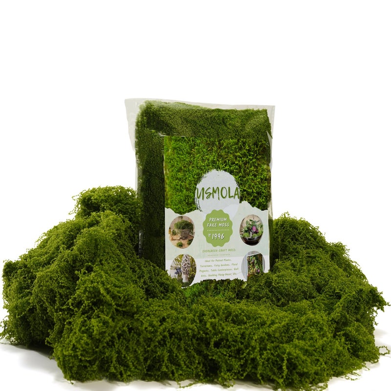 USMOLA Fake Moss for Potted Plants Indoor, 7OZ Green Moss for Crafts - Realistic Faux Moss Decor for DIY, Terrariums, Fairy Gardens & Table Centerpieces - Craft Moss for Home Decor (Natural Green) - Image 3