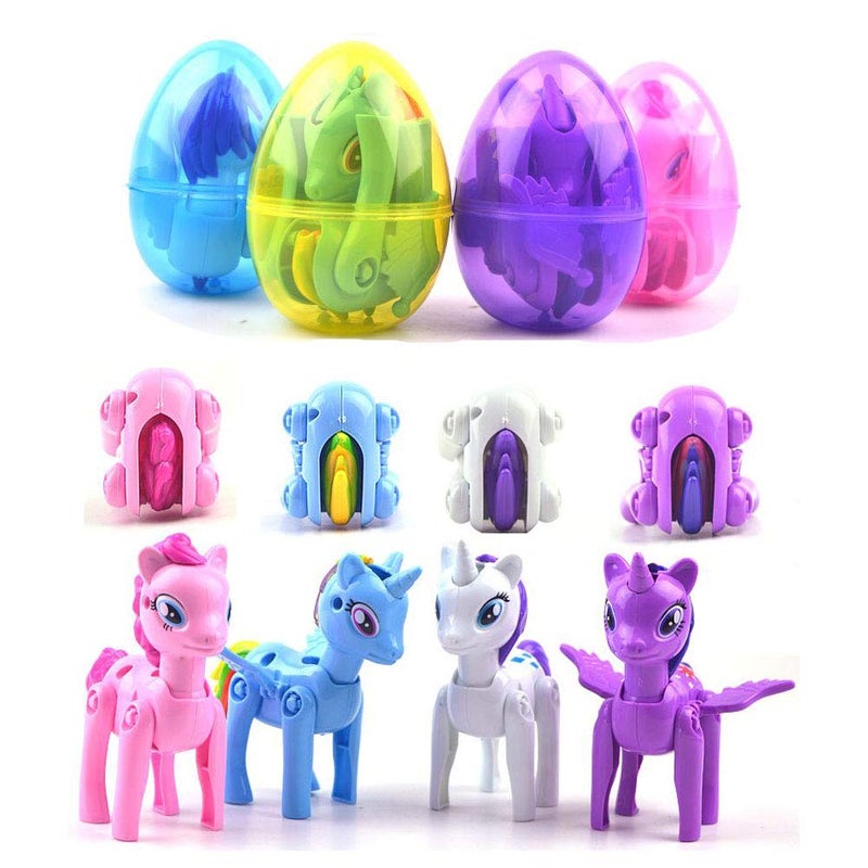 QINGQIU 4 Pack Jumbo Unicorn Deformation Easter Eggs with Toys Inside for Kids Boys Girls Toddlers Easter Basket Stuffers Fillers Gifts Party Favors - Image 1