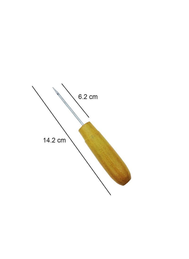 Generic Steel Gourd Shape Wood Handle Pin Punching Hole Maker Scratch Awl Sewing Repair Tool for Leather Craft Cloth Tent Silver Book Binding Tools Set 2  - Image 4