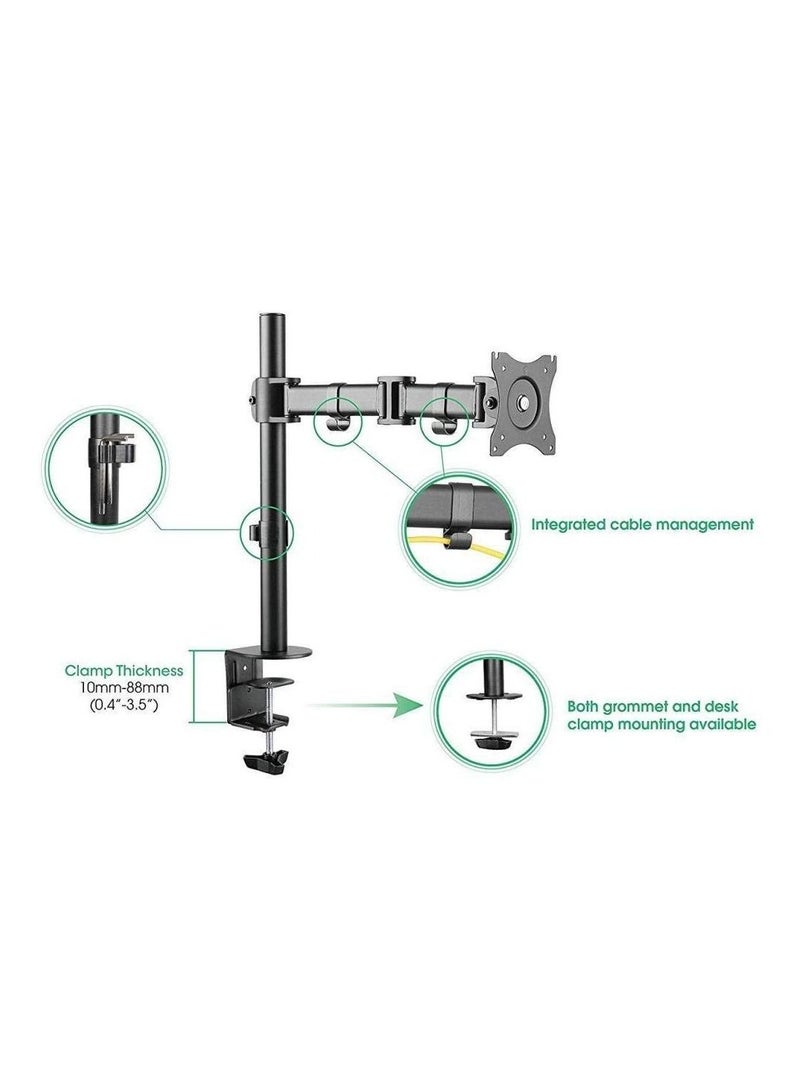 Single Monitor Fully Adjustable Computer Desk Mount Articulating Stand For 10 inch LCD Screen up to 27 Inch VESA 75 x 75 - Image 2