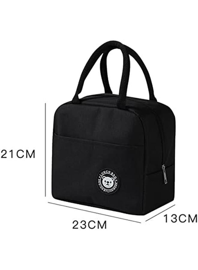 ECVV Lunch Box Bag Lunch Bag With Insulated Material For Women Man Office School College Beach Picnic Fishing Hiking Travel Cooler Tote Bag Black - Image 3