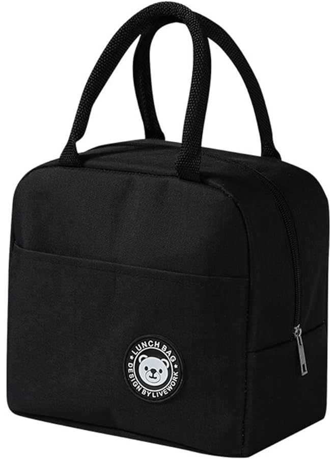 ECVV Lunch Box Bag Lunch Bag With Insulated Material For Women Man Office School College Beach Picnic Fishing Hiking Travel Cooler Tote Bag Black - Image 1