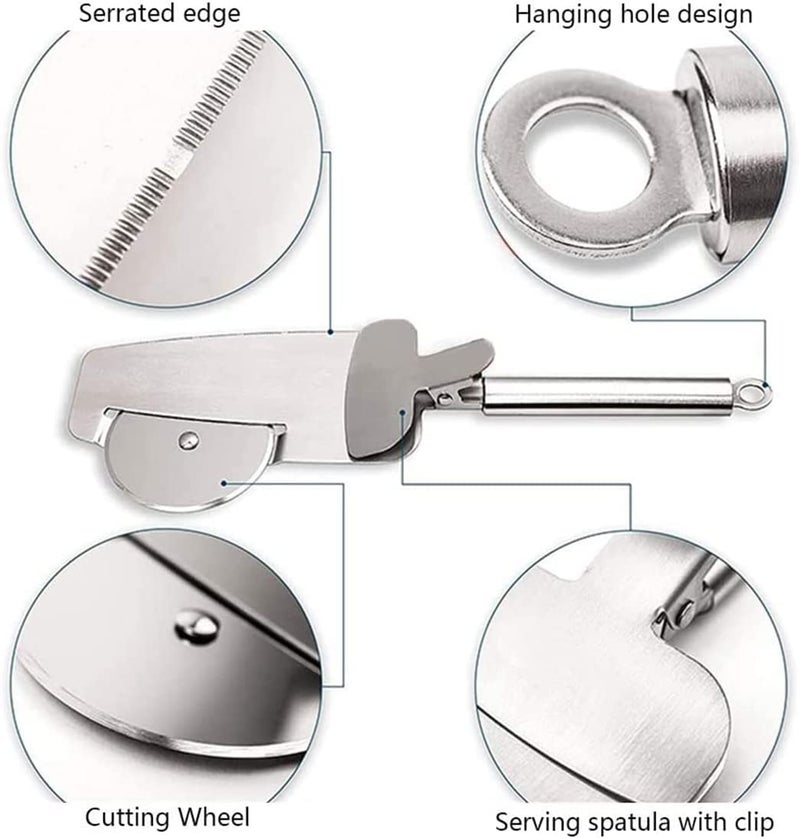 TASKHOUSE Pizza Cutter 4 in 1 Multifunction Stainless Steel Pizza Wheel Slicer Pizza Shovel Pizza Knife for Pizza Pies Waffles and Dough Cookies Dishwasher Safe - Image 2
