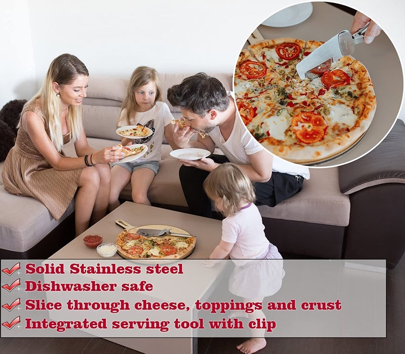 TASKHOUSE Pizza Cutter 4 in 1 Multifunction Stainless Steel Pizza Wheel Slicer Pizza Shovel Pizza Knife for Pizza Pies Waffles and Dough Cookies Dishwasher Safe - Image 4