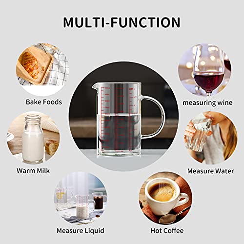 Luvan 34OZ/1000ML Glass Measuring Cup, 4 Cup Glass Measuring Cups With 3 Scales (Ml/Oz/Cup), High Borosilicate Measuring Cup With Handle and V-Shaped Spout, Dishwasher/Freezer/Microwave Safe - Image 5