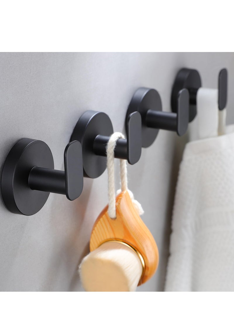 KASTWAVE 4 Pack Wall Hooks Heavy Duty, Adhesive Hooks, Coat Hooks Wall Hooks Stick on Bathroom, Nail Free Utility Hooks for Kitchen, Closet, Cabinet, Toilet, Ceiling, Door, Matte Black - Image 1