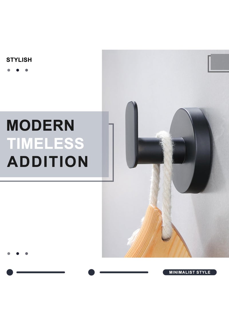 KASTWAVE 4 Pack Wall Hooks Heavy Duty, Adhesive Hooks, Coat Hooks Wall Hooks Stick on Bathroom, Nail Free Utility Hooks for Kitchen, Closet, Cabinet, Toilet, Ceiling, Door, Matte Black - Image 2