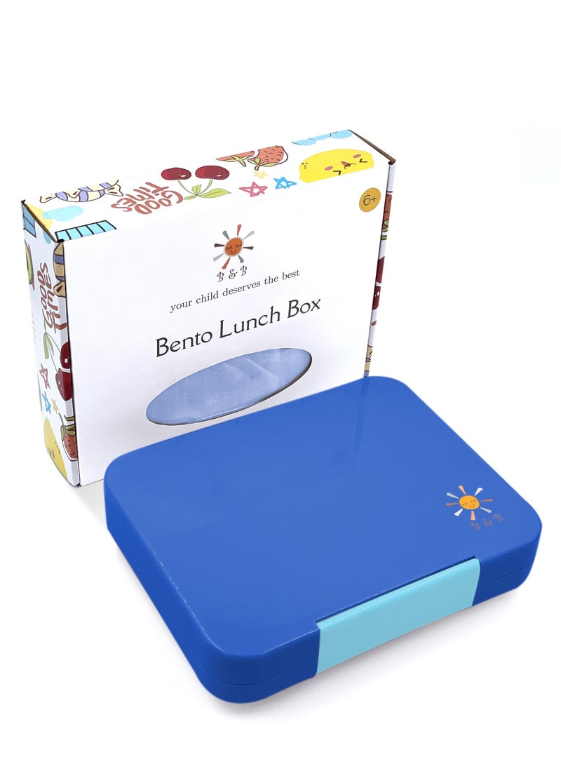 B&B Bento box 4/6 compartments Ideal Portion Sizes Leak-Proof, Bento Lunch Box for Kids Toddlers, Dishwasher Safe, BPA Free Removable Plastic Tray for kids Ages 3 to 7 years  - Image 1