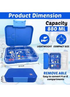 B&B Bento box 4/6 compartments Ideal Portion Sizes Leak-Proof, Bento Lunch Box for Kids Toddlers, Dishwasher Safe, BPA Free Removable Plastic Tray for kids Ages 3 to 7 years  - Image 2