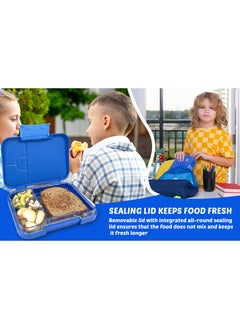 B&B Bento box 4/6 compartments Ideal Portion Sizes Leak-Proof, Bento Lunch Box for Kids Toddlers, Dishwasher Safe, BPA Free Removable Plastic Tray for kids Ages 3 to 7 years  - Image 5