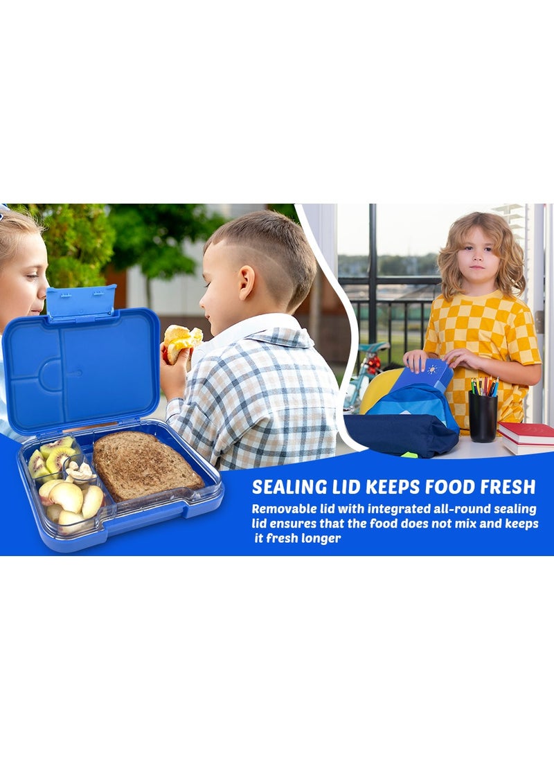 B&B Bento box 4/6 compartments Ideal Portion Sizes Leak-Proof, Bento Lunch Box for Kids Toddlers, Dishwasher Safe, BPA Free Removable Plastic Tray for kids Ages 3 to 7 years  - Image 5