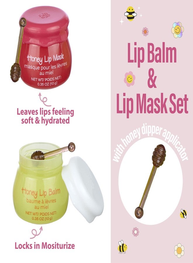 Expressions 2pc Honey Lip Balm & Lip Mask Set -Simply Sweet Real Honey Jar w/Dipper Applicator Sticks | Safe and Non-Toxic Lip Gloss Gift Set For Girls - Image 2
