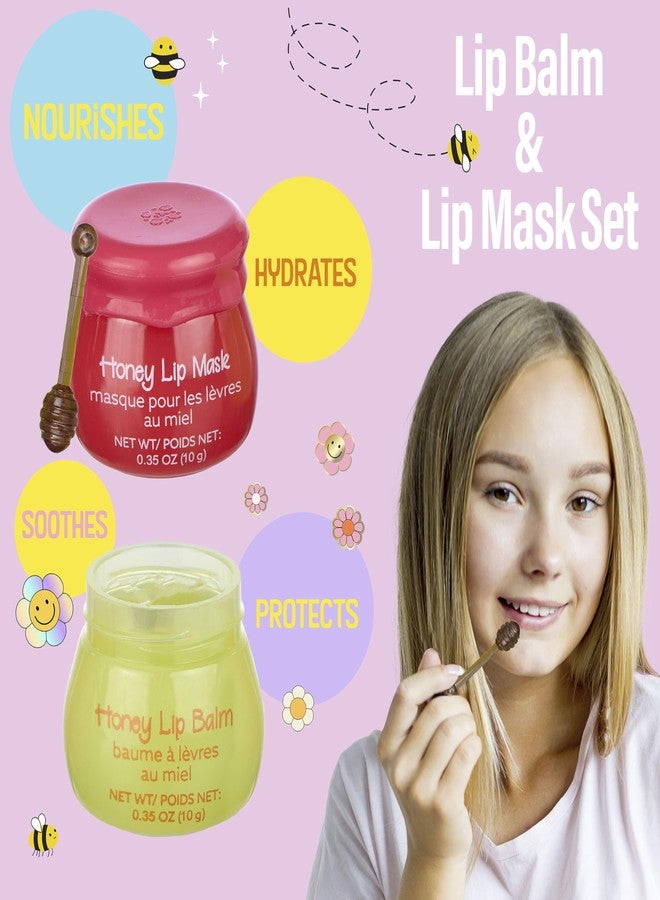 Expressions 2pc Honey Lip Balm & Lip Mask Set -Simply Sweet Real Honey Jar w/Dipper Applicator Sticks | Safe and Non-Toxic Lip Gloss Gift Set For Girls - Image 5