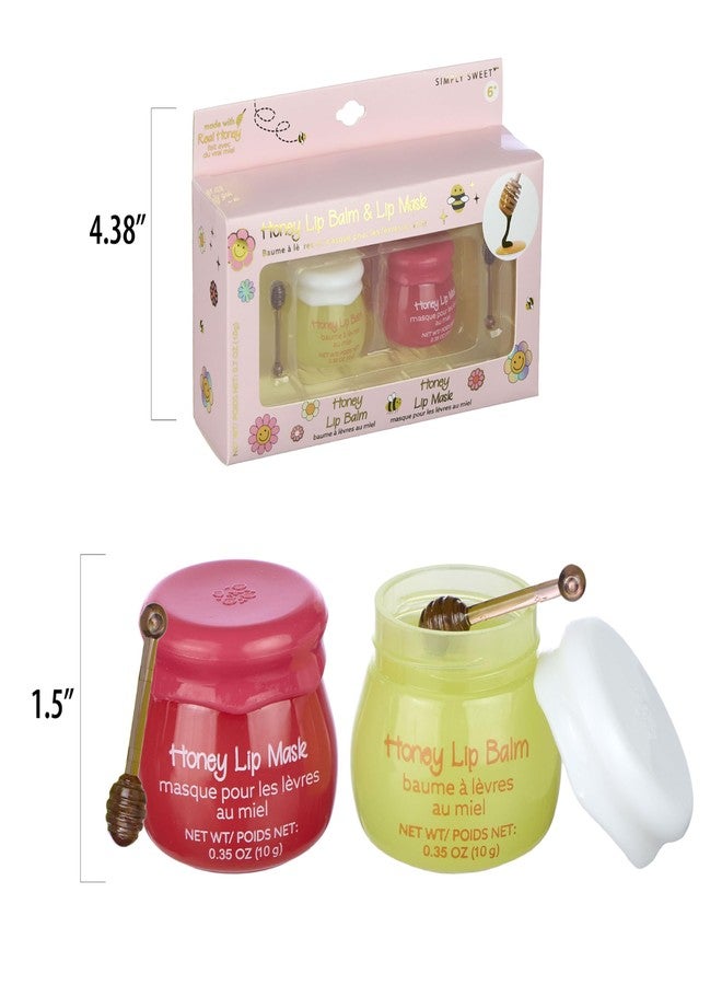 Expressions 2pc Honey Lip Balm & Lip Mask Set -Simply Sweet Real Honey Jar w/Dipper Applicator Sticks | Safe and Non-Toxic Lip Gloss Gift Set For Girls - Image 4