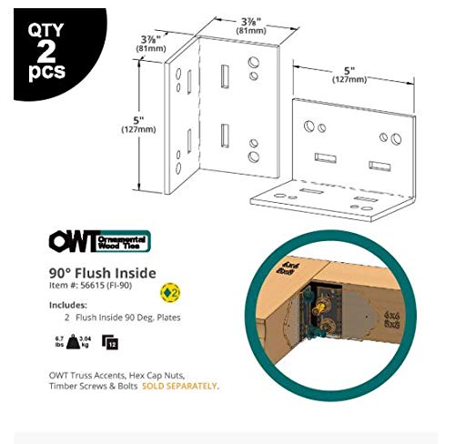 Ozco Building Products 56615 Flush Inside 90-degree Plate Connector (2 per Pack),Black - Image 3