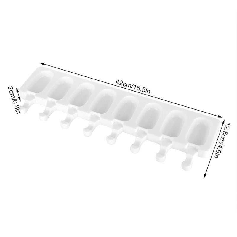 Agatige 16.5x4.9 Inch Popsicle Molds, Silica Gel Mini Ice Pop Molds Ice Cube Tray 8 Cavities Oval for Diy Making Ice-lolly, Ice Cubes, Ice Cream - Image 3