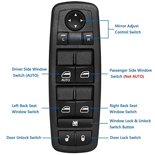 Partschoice Main Control Button Front Driver Side Power Master Window Switch Door Automotive Interior Trim Compatible with 2009-2012 Dodge Journey 2008-2012 Dodge Nitro 2008-2012 Jeep Liberty Replace# 4602632AG - Image 4