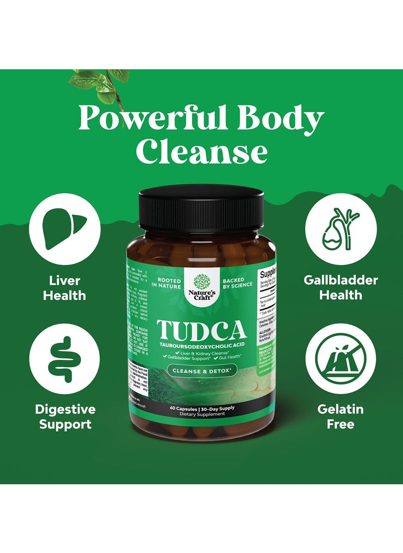 Nature's Craft - Advanced Bile Salt TUDCA Supplement - Extra Strength 500mg per Serving Bile Salts for Gallbladder Kidney and Liver Support - High Purity Tauro Ursodeoxycholic Acid Liver and Gallbladder Cleanse - Image 1